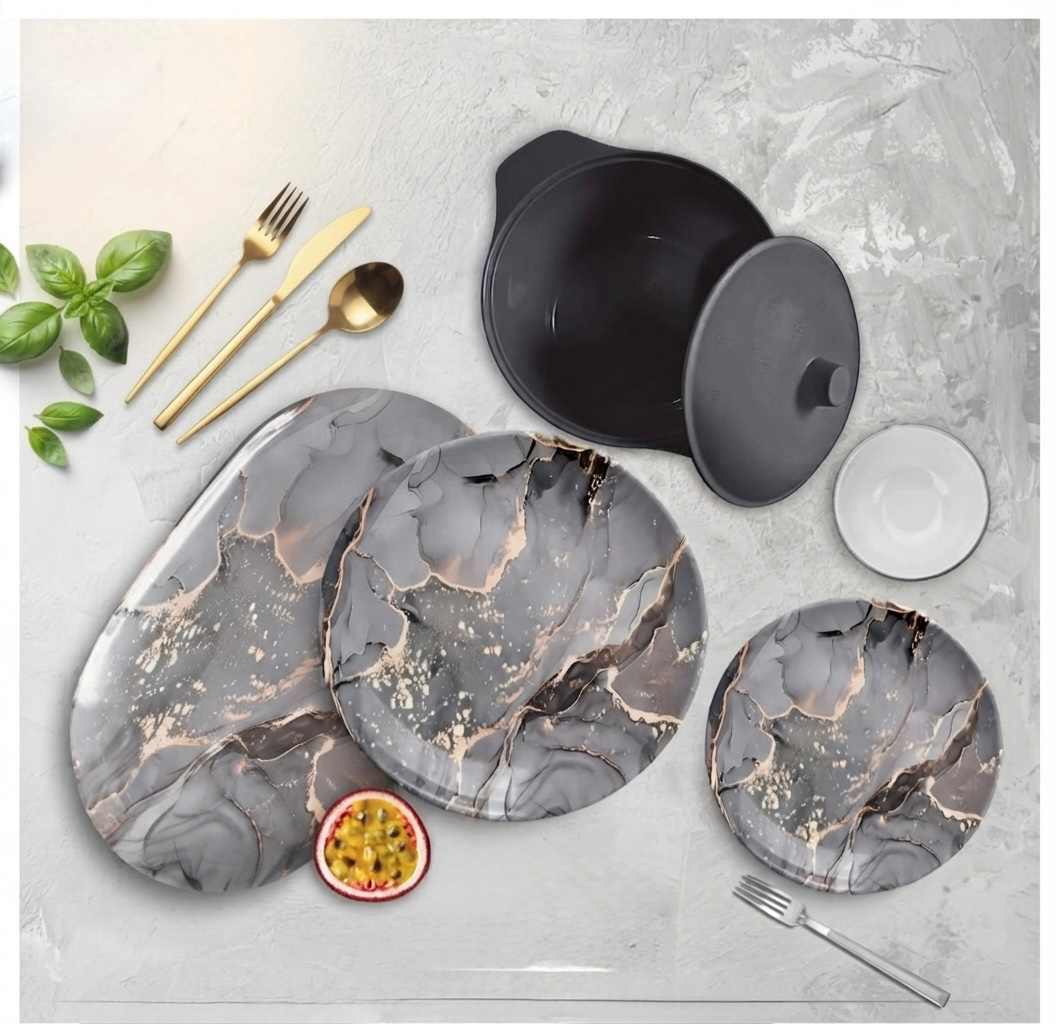 طقم ميلامين مدور كود 1200 - Premium Melamine Set