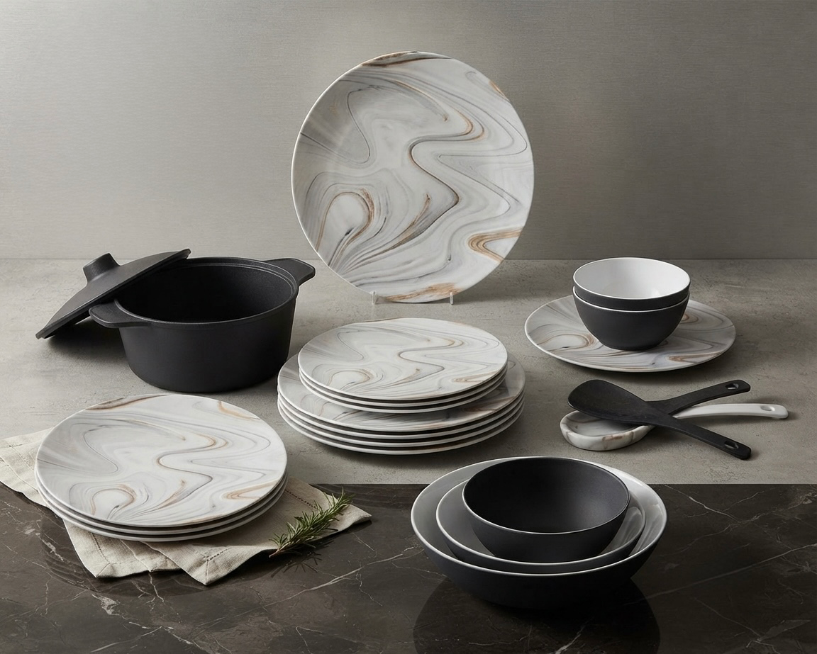 طقم ميلامين مدور كود 1340 - Premium Melamine Set