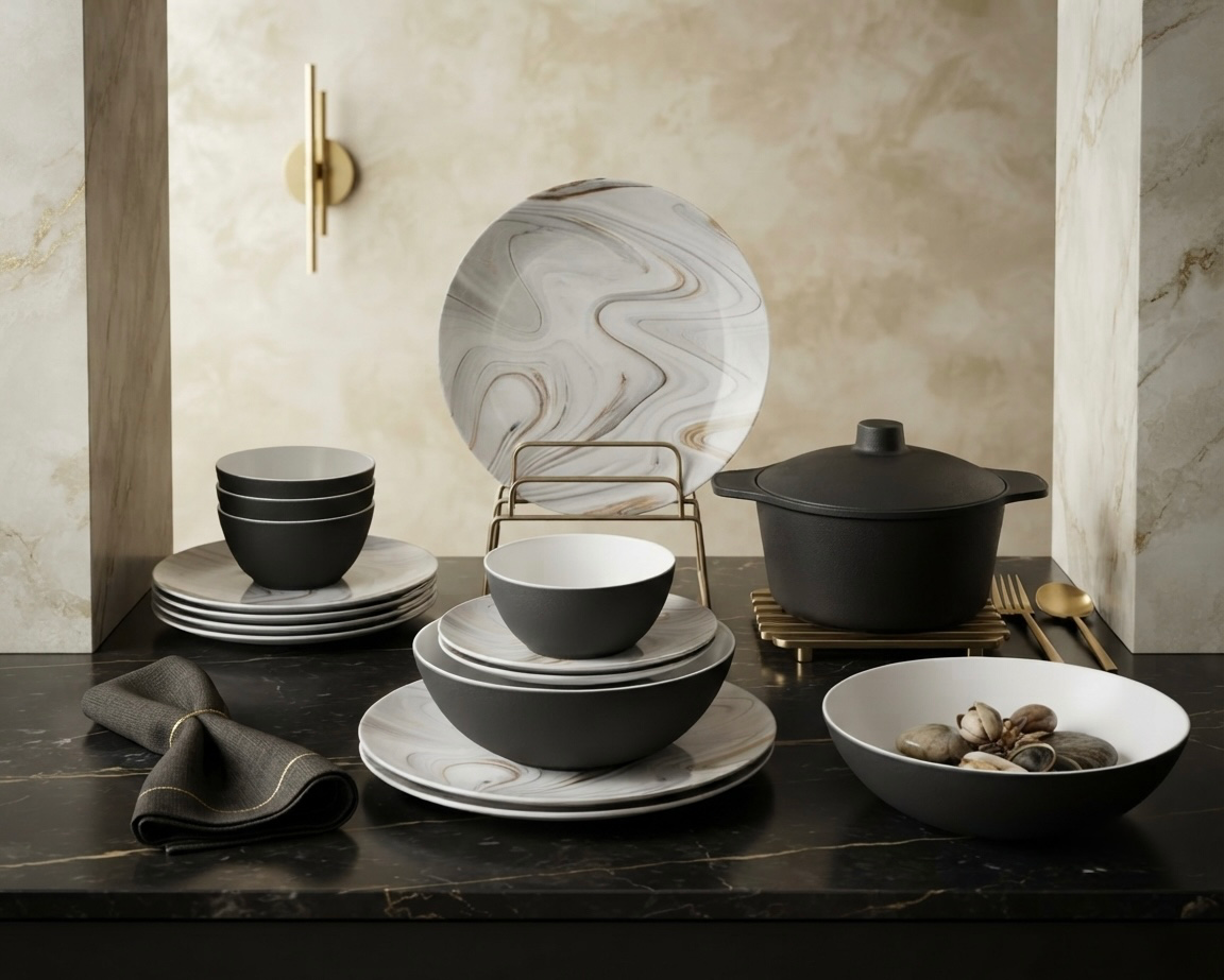 طقم ميلامين مدور كود 1340 - Premium Melamine Set