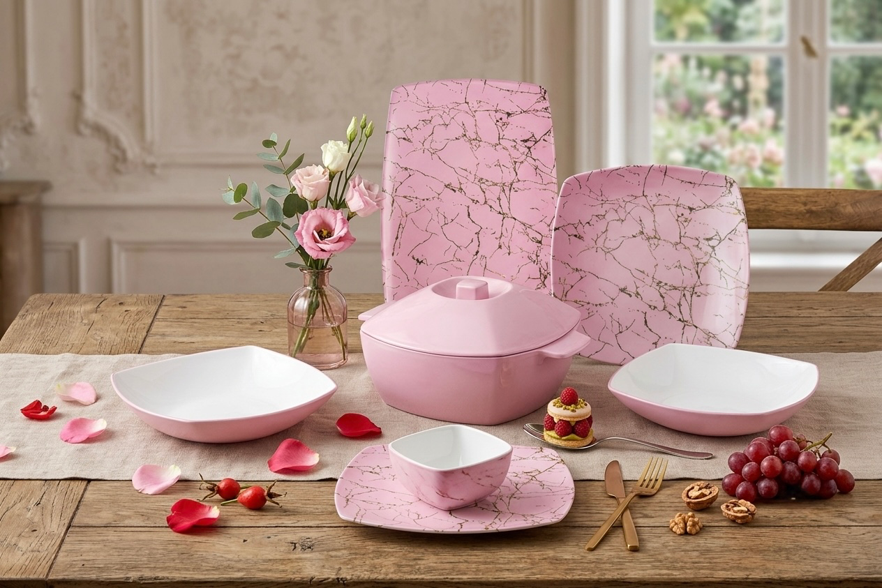 طقم ميلامين مربع كود 7001 - Premium Melamine Set