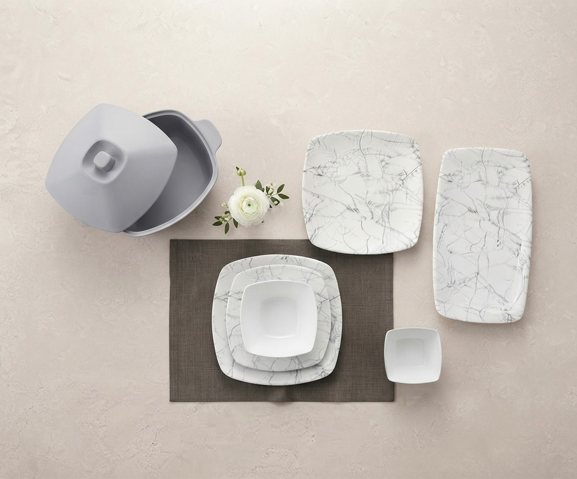 طقم ميلامين مربع كود 7006 - Premium Melamine Set