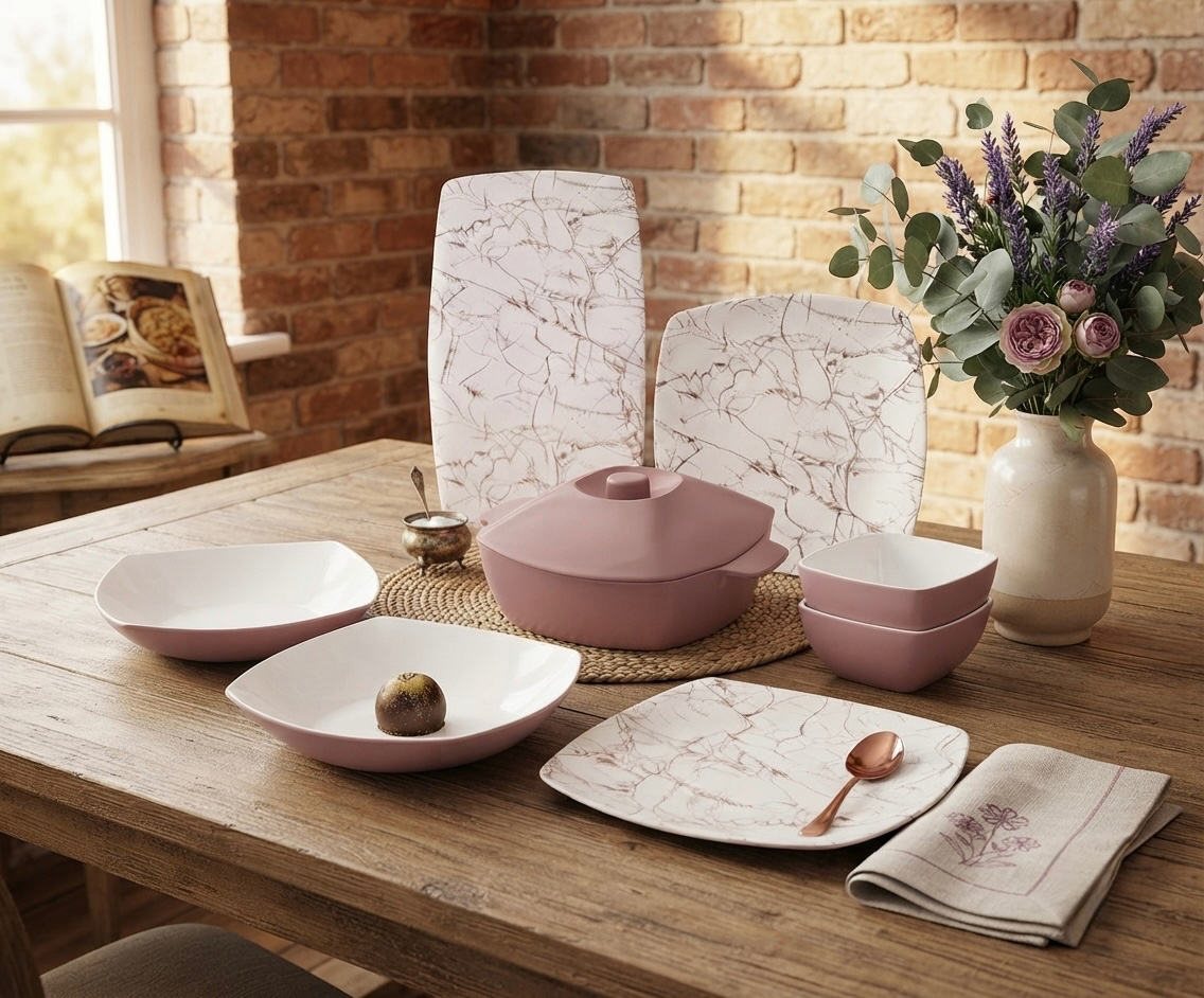 طقم ميلامين مربع كود 7008 - Premium Melamine Set