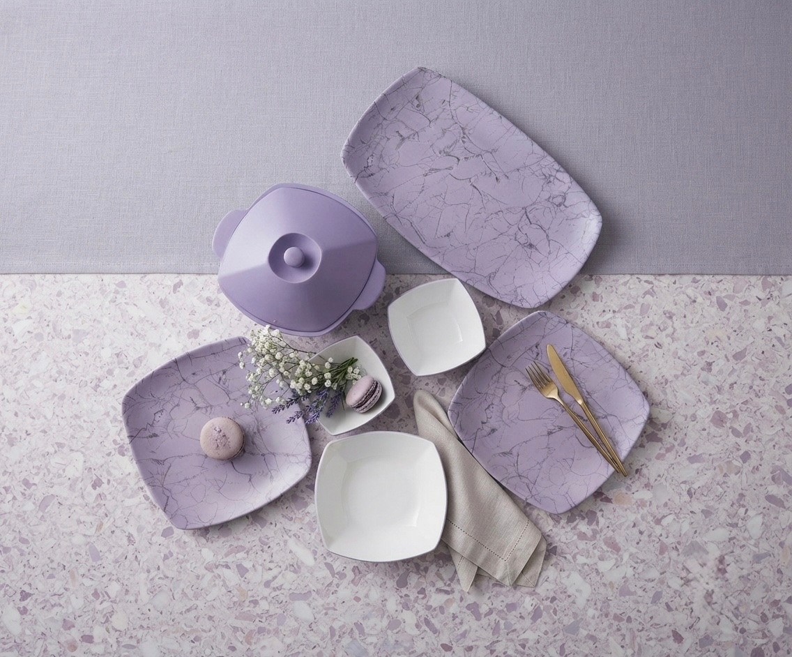 طقم ميلامين مربع كود 7011 - Premium Melamine Set