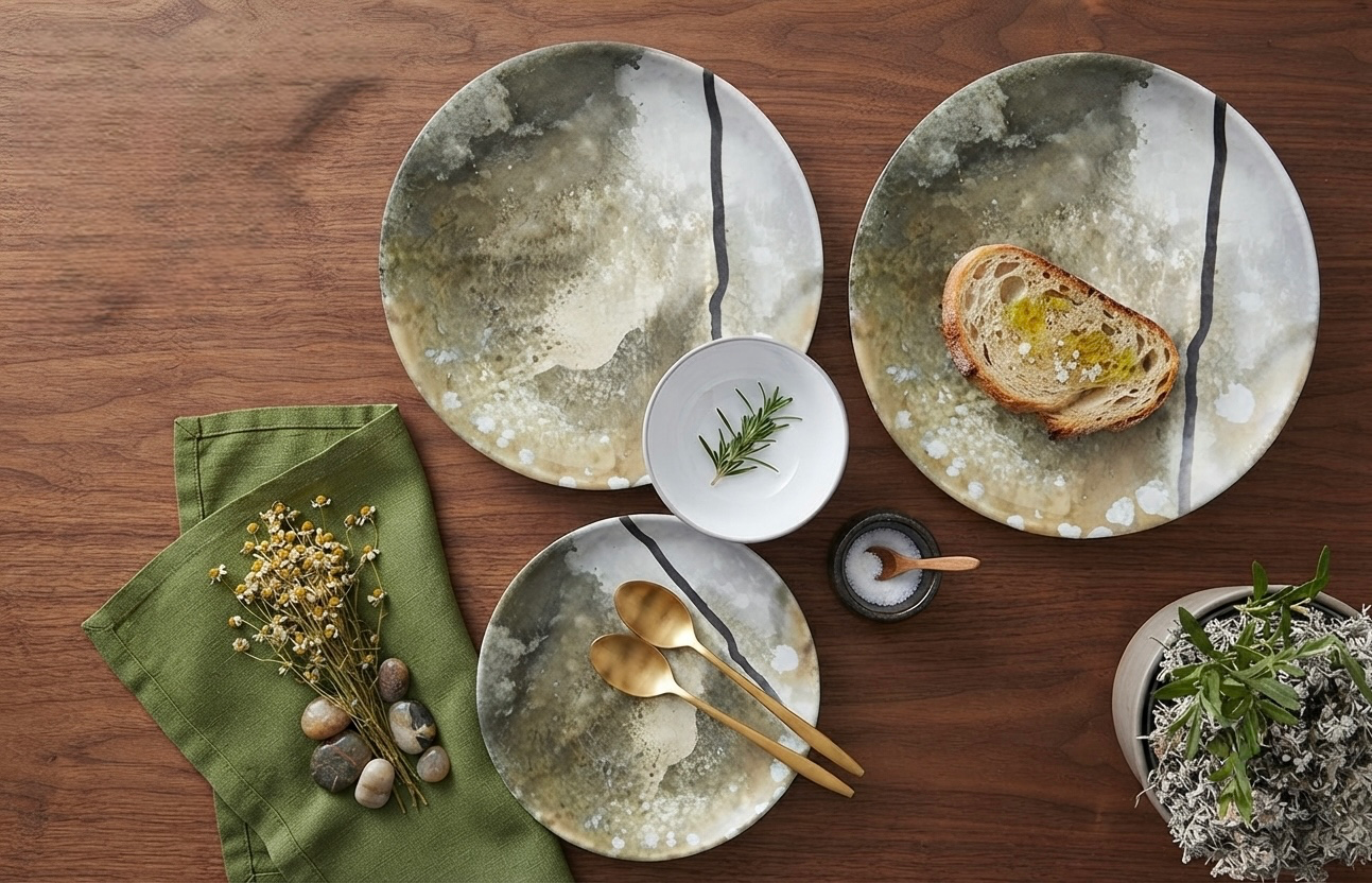 طقم ميلامين مدور كود 1480 - Premium Melamine Set