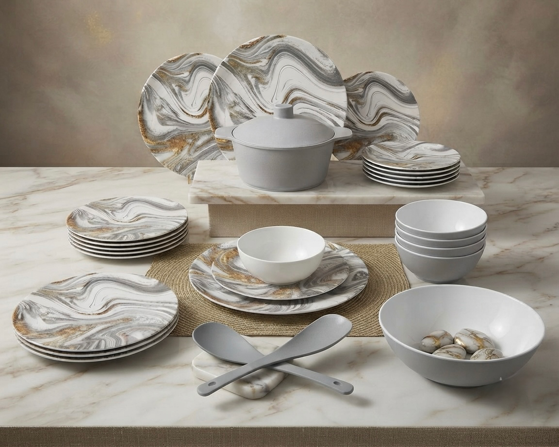 طقم ميلامين مدور كود 1350 - Premium Melamine Set