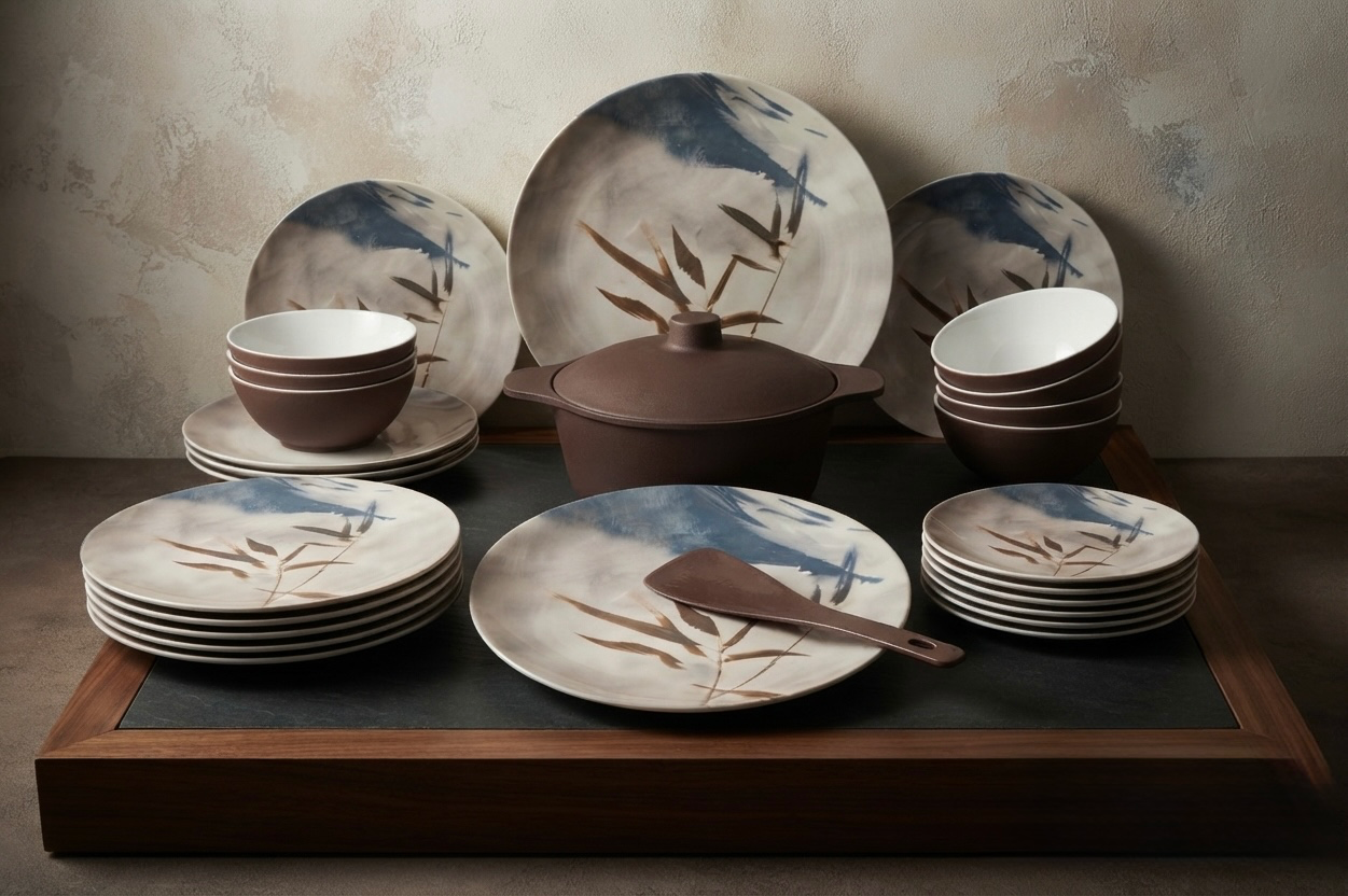 طقم ميلامين مدور كود 1490 - Premium Melamine Set