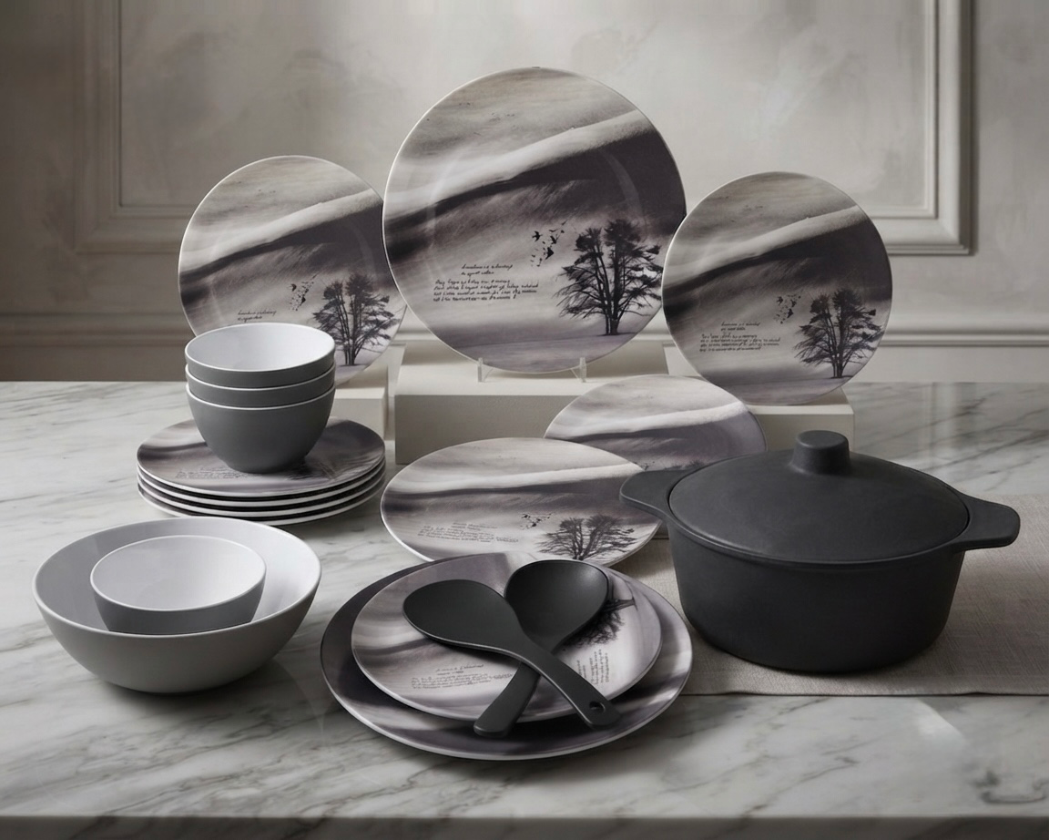 طقم ميلامين مدور كود 1090 - Premium Melamine Set