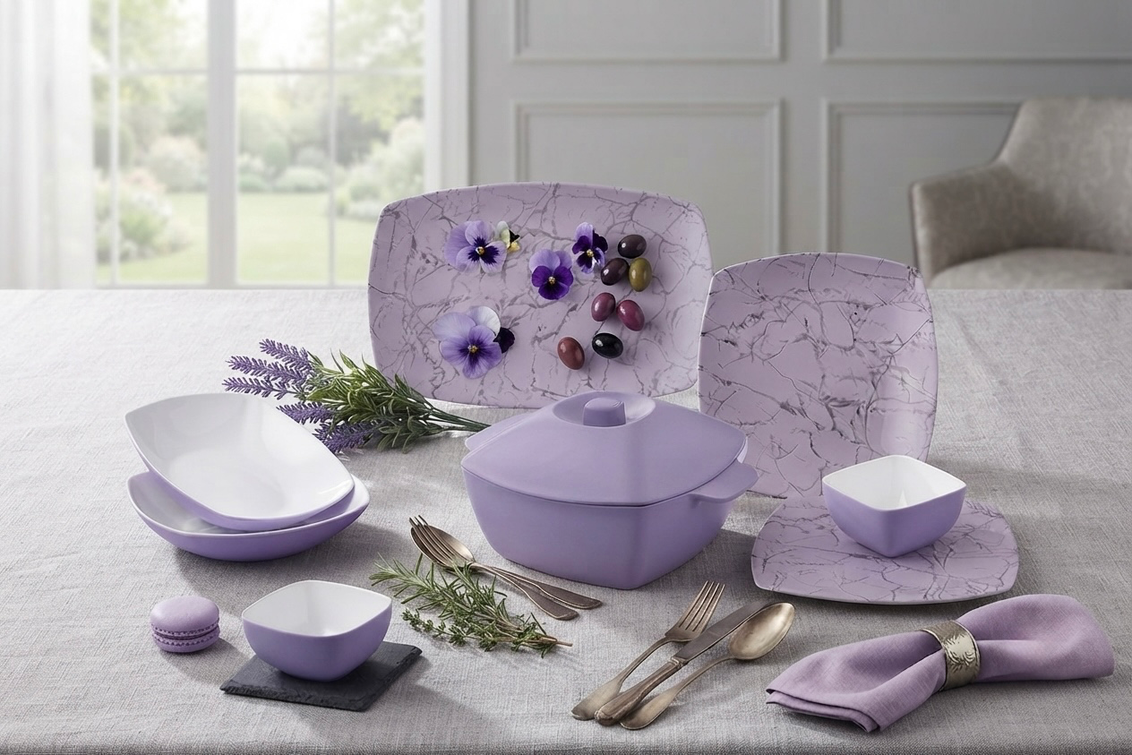 طقم ميلامين مربع كود 7011 - Premium Melamine Set