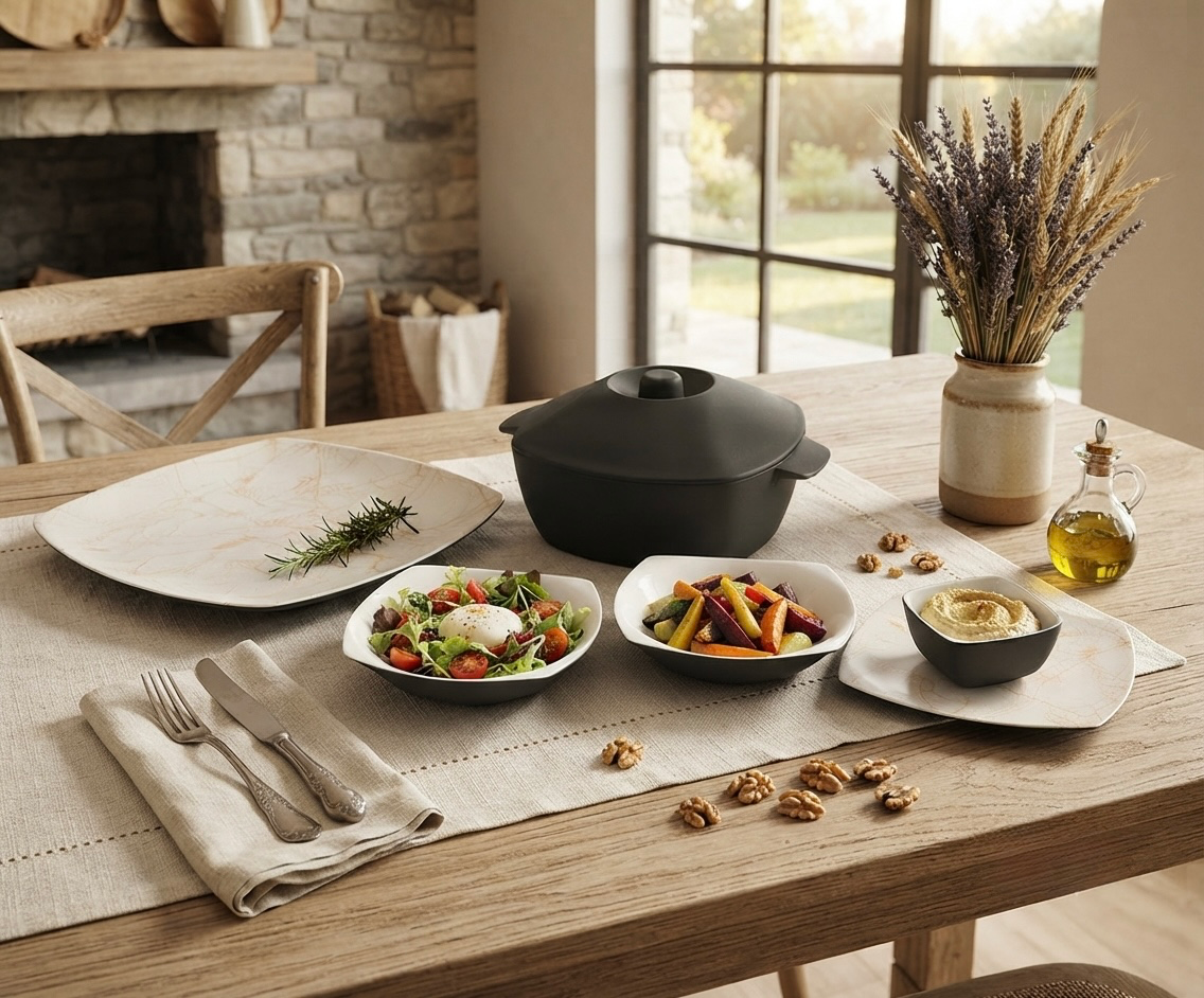 طقم ميلامين مربع كود 7003 - Premium Melamine Set