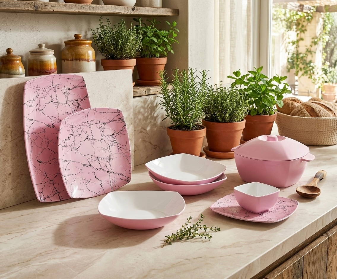طقم ميلامين مربع كود 7001 - Premium Melamine Set