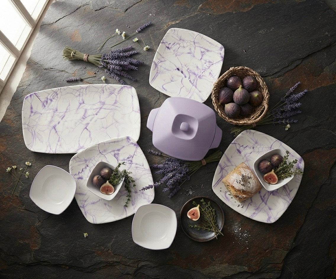 طقم ميلامين مربع كود 7012 - Premium Melamine Set