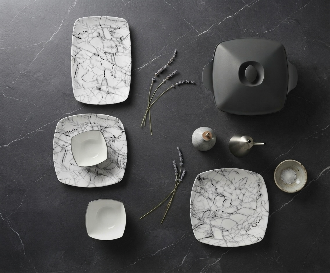 طقم ميلامين مربع كود 7007 - Premium Melamine Set