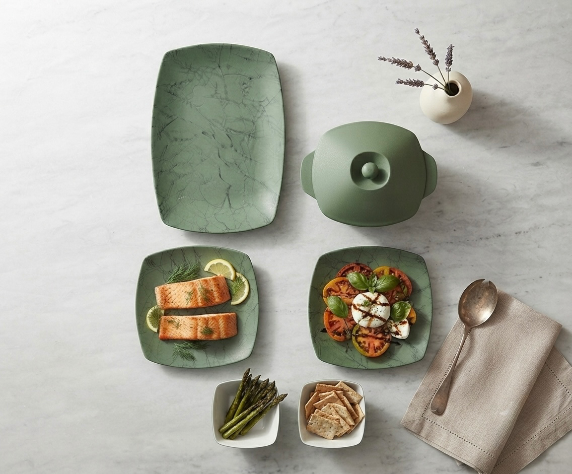 طقم ميلامين مربع كود 7002 - Premium Melamine Set