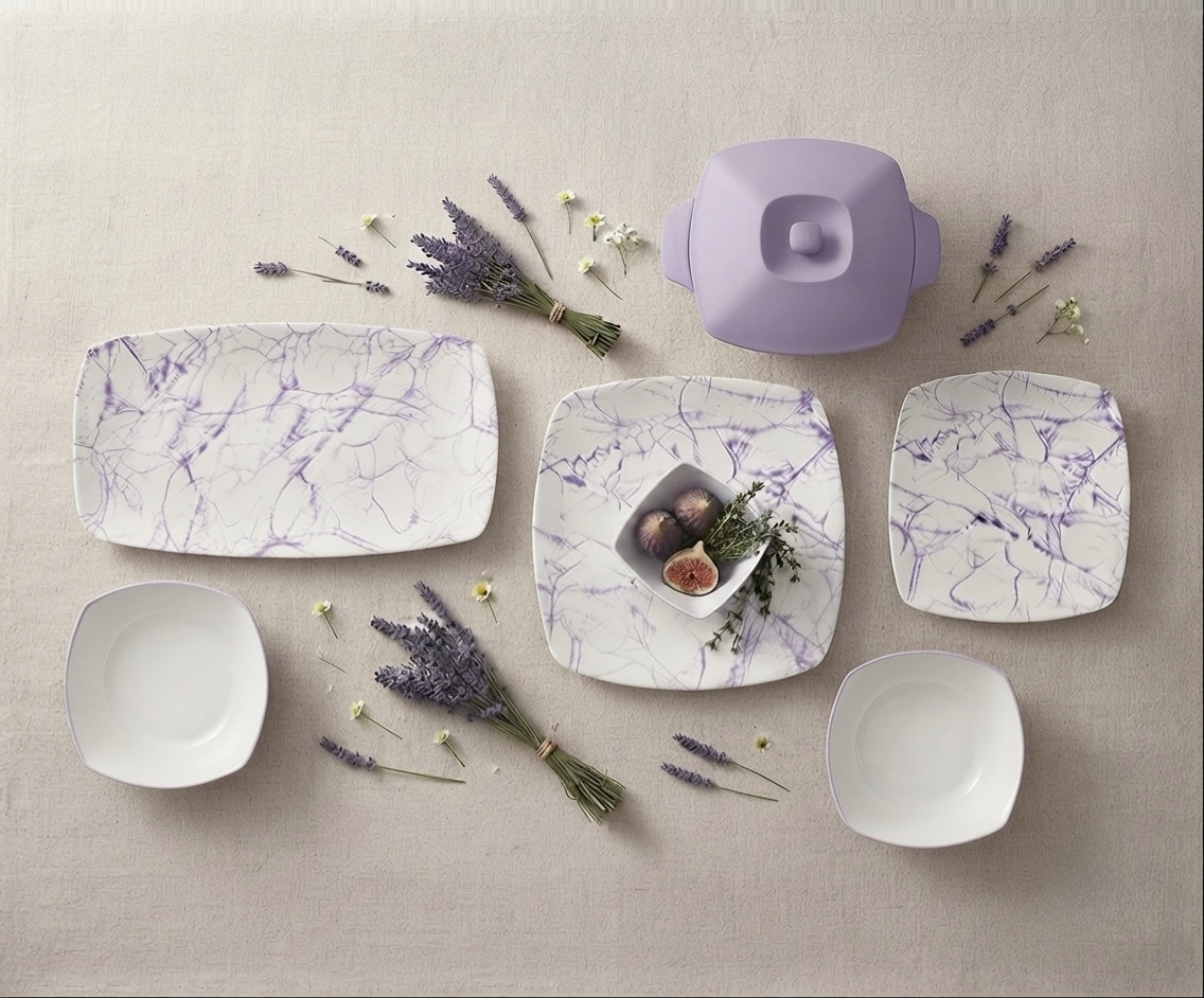 طقم ميلامين مربع كود 7012 - Premium Melamine Set