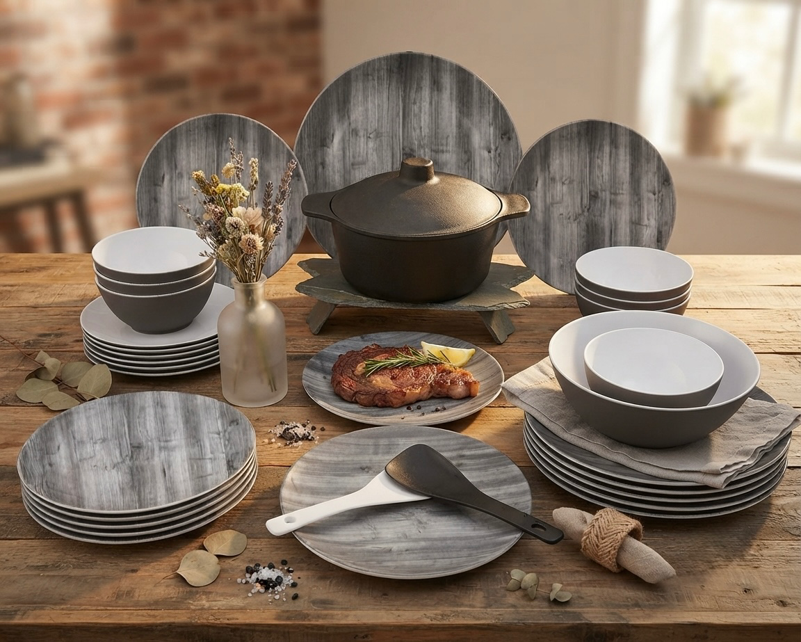 طقم ميلامين مدور كود 1020 - Premium Melamine Set