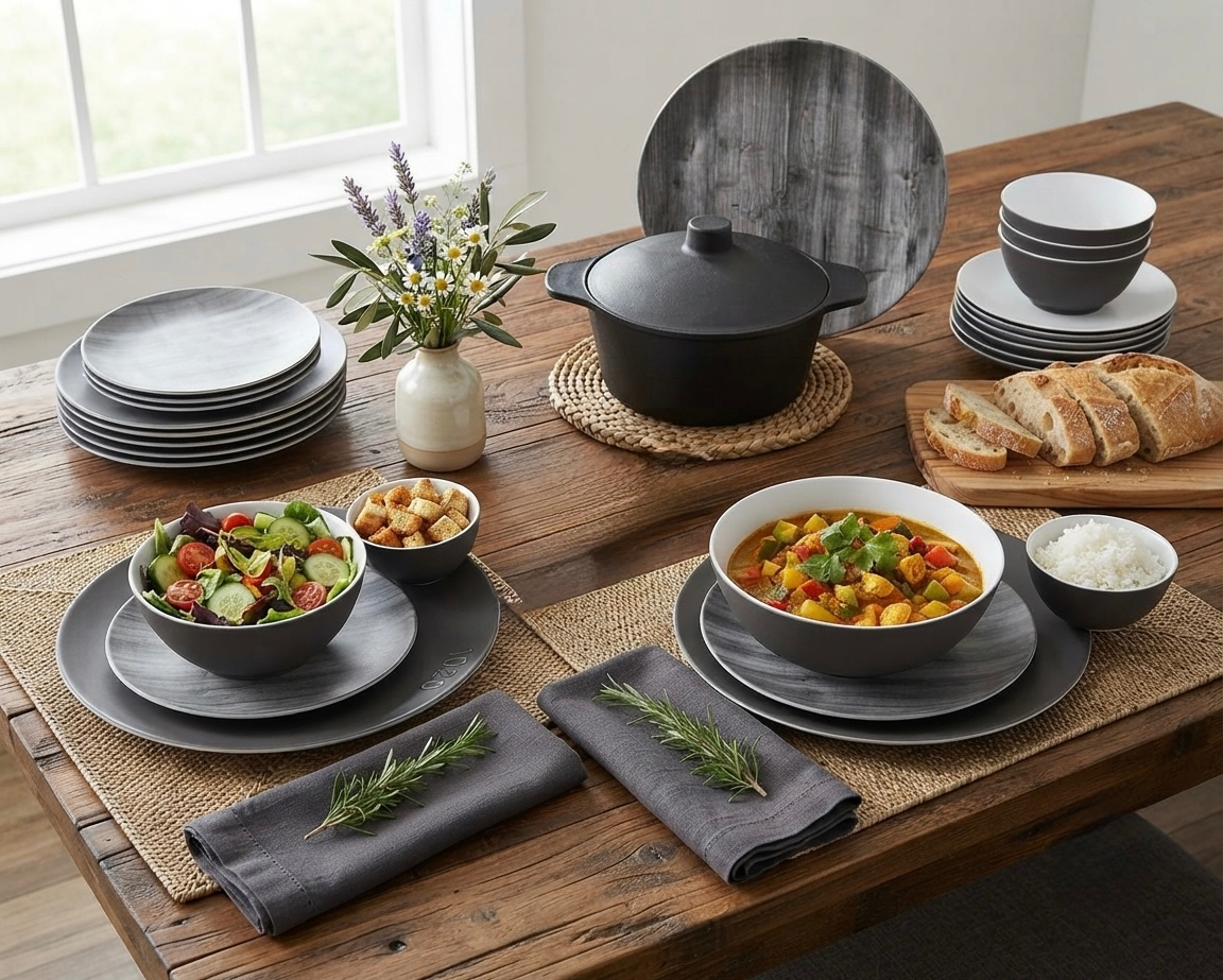 طقم ميلامين مدور كود 1020 - Premium Melamine Set