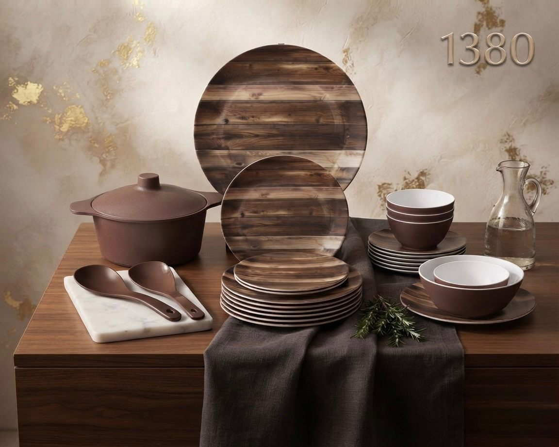 طقم ميلامين مدور كود 1380 - Premium Melamine Set