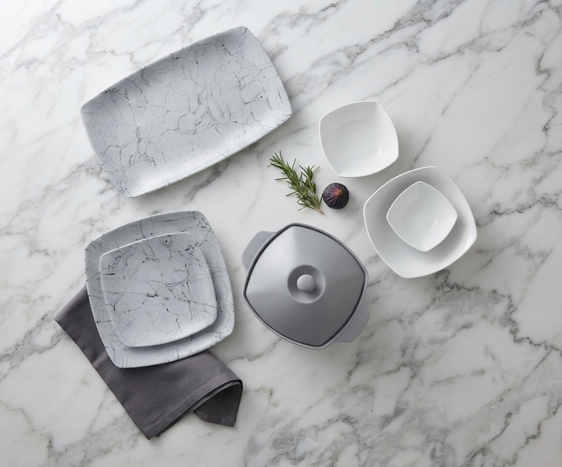 طقم ميلامين مربع كود 7009 - Premium Melamine Set