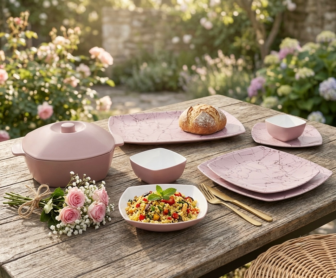 طقم ميلامين مربع كود 7010 - Premium Melamine Set