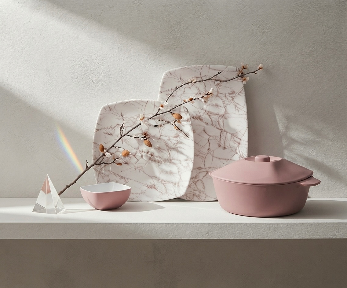 طقم ميلامين مربع كود 7008 - Premium Melamine Set