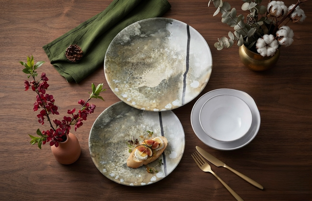 طقم ميلامين مدور كود 1480 - Premium Melamine Set