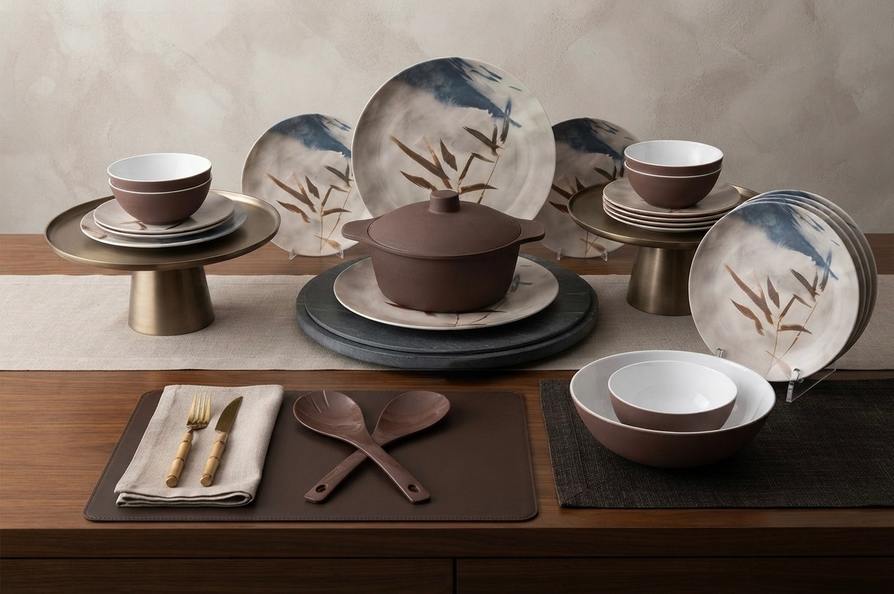 طقم ميلامين مدور كود 1490 - Premium Melamine Set