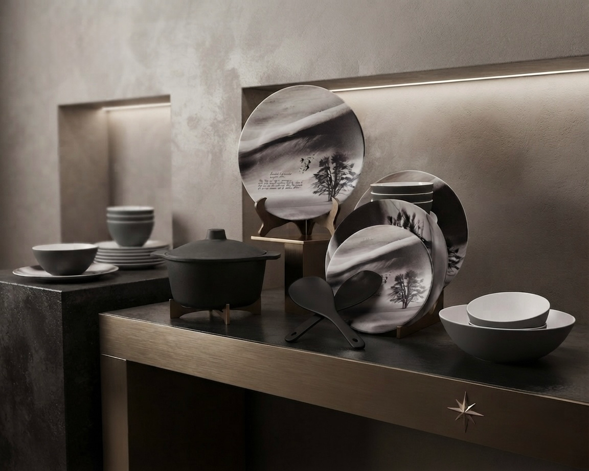 طقم ميلامين مدور كود 1090 - Premium Melamine Set